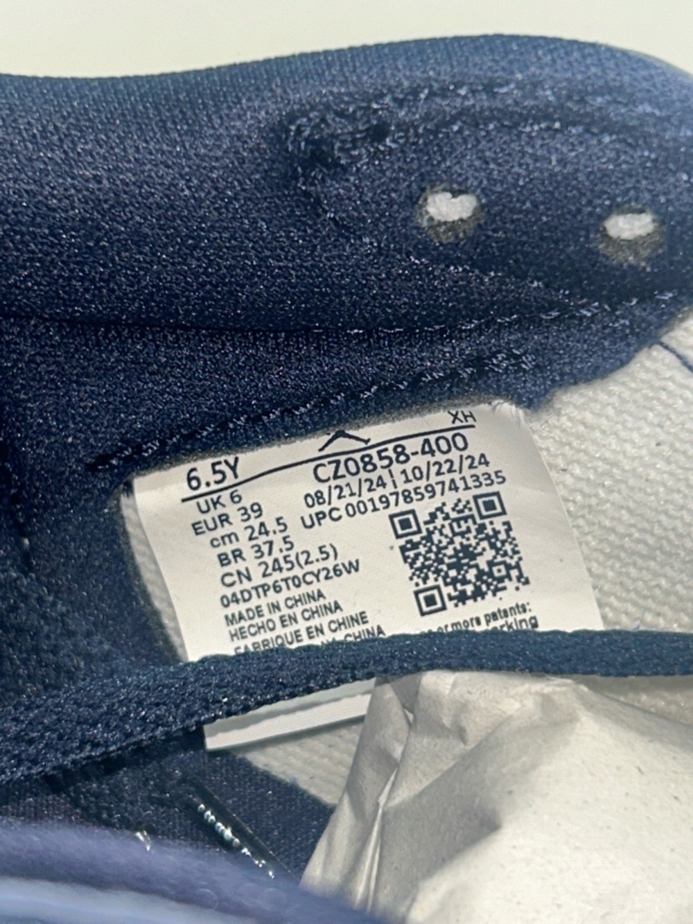 Jordan 1 Low OG GS “Obsidian UNC” Women’s Size 8 - Picture 8 of 12